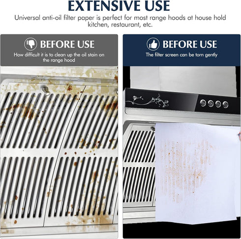 DOITOOL Range Hood Filter Paper Sheets Anti Oil Oil Proof Paper Stickers Range Machine Grease Filters Cooker Hood Extractor Fan Kitchen Tools (100...