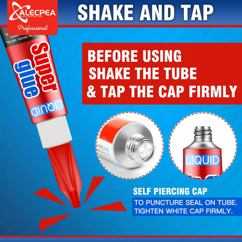 Super Glue, 12-Pack Single-Use Tubes 3 Gram Each, Super Fast, Liquid & Strong Adhesive Superglue, Glue for Hard Plastics, DIY Craft, Ceramics, Fra...