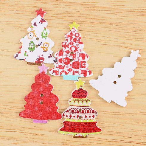 EXCEART 100pcs Christmas Tree Buttons Christmas Sewing Buttons Mixed Patterns with 2 Holes for Sewing DIY Crafts(Random Color)...
