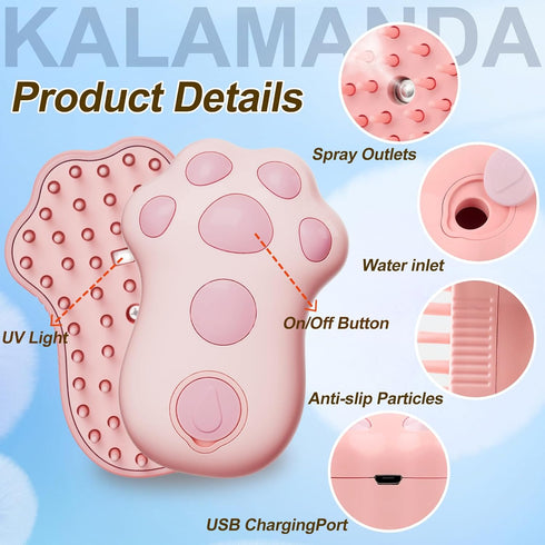 Cat Steam Brush for Shedding, 4 in 1 Steamy Cat Brush Cleanser, Dog Massage Grooming Brush with Release Button, Pet Hair Cleaning Misting Comb for...