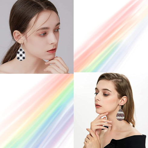 AOUXSEEM 401 Pcs Faux Leather Earrings Making Kit, Contains 120 Pcs Random Double Sided Teardrop Precut Earrings Pieces Hooks Jump Rings Opener Di...