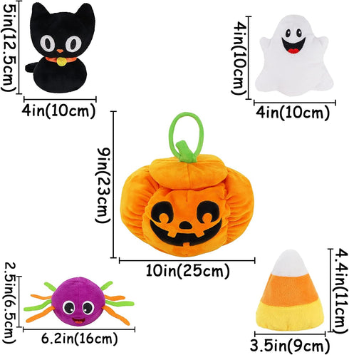 My First Halloween Pumpkin Toys Playset, 5ct Halloween Stuffed Pumpkin Plush Cat Spider Ghost Candy Corn for Baby Girls Boys, for Babies...
