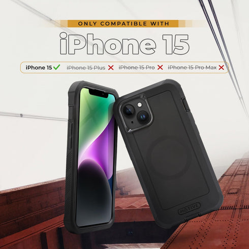 MOTIVE for iPhone 15 Protective Case, Magnetic Case Compatible with MagSafe, Heavy Duty and Quad Layer Military Grade Protection Shockproof case, ...