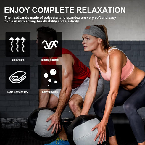 2 Pieces Wireless Bluetooth-compatible Music Headband with HD Speakers Wireless Headphones for Side Sleepers Sleeping Calling Jogging Yoga Workout...