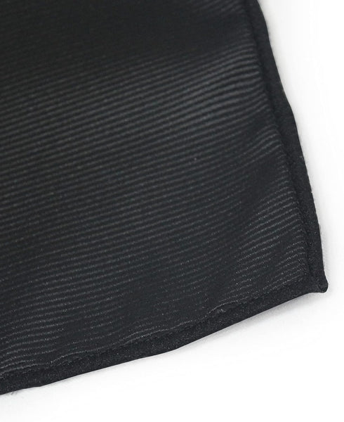 Black Solid Woven Pocket Squares For Men...