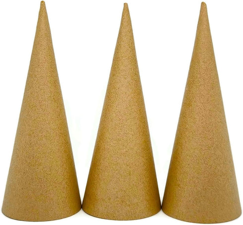 AllStellar Paper Mache Cones Open Bottom 8.8x3.5 in. Set of 3 (Small Plus) - For DIY Art Projects, Crafts and Decorations!...