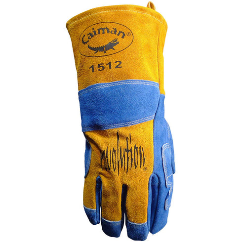 Caiman Premium Split Cowhide MIG/Stick Welding Gloves, Wool Lining, Kontour, Kevlar, Blue/Gold, Large (1512)...