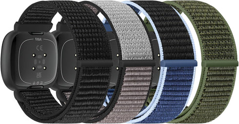 Sport Loop Compatible with Fitbit Versa 4 Fitbit Sense 2 Fitbit Versa 3 Fitbit Sense for Women Men,Soft Nylon Adjustable Breathable Replacement Wr...