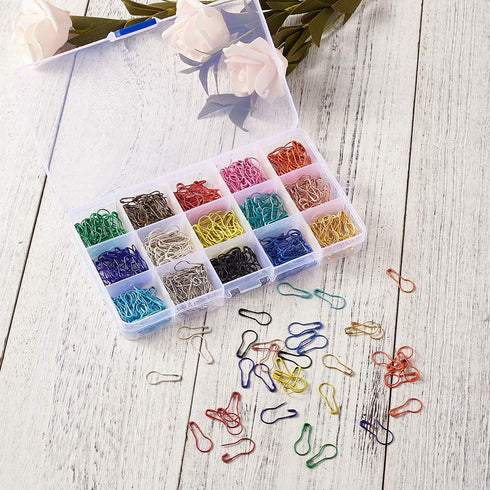 KISSITTY About 600pcs/box 15 Colors Bulb Safety Pins 22mm Calabash Quilting Sewing Pin for Clothing Crafting Home Office Use Art Craft Sewing Jewe...