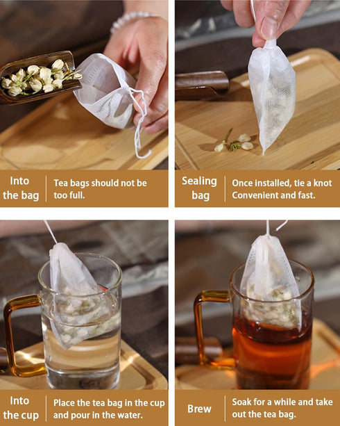 200pcs Disposable Tea Bags for Loose Leaf Tea, Tea Filter Bags with Free Tea Spoon for Loose Tea Loose Leaf Tea, Coffee, Spice, Herbs (QS53)...