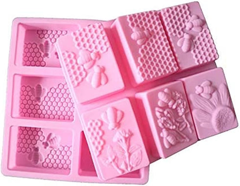 2Pcs Rectangle Bee Silicone Soap Molds, Honeycomb Molds for Chocolate Jelly Candy Homemade Craft Making...