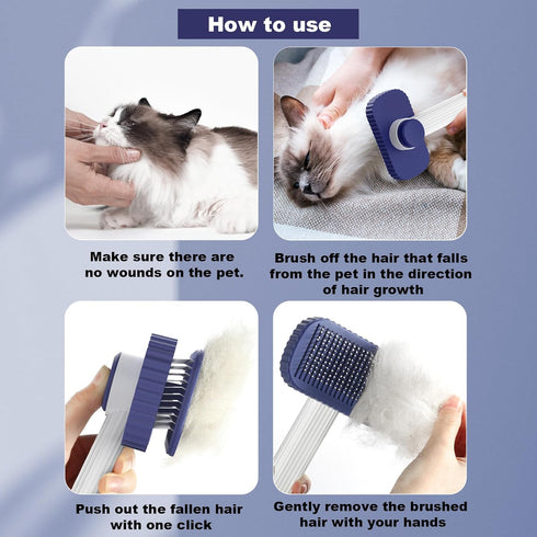 2.0 Dog Brush, Cat Brush, Dog Brush for Shedding, Dog Cat Long Short Haired Dog Cats, for Dog Cat Rabbit Remove Loose Fur and Undercoat, Dark Blue...