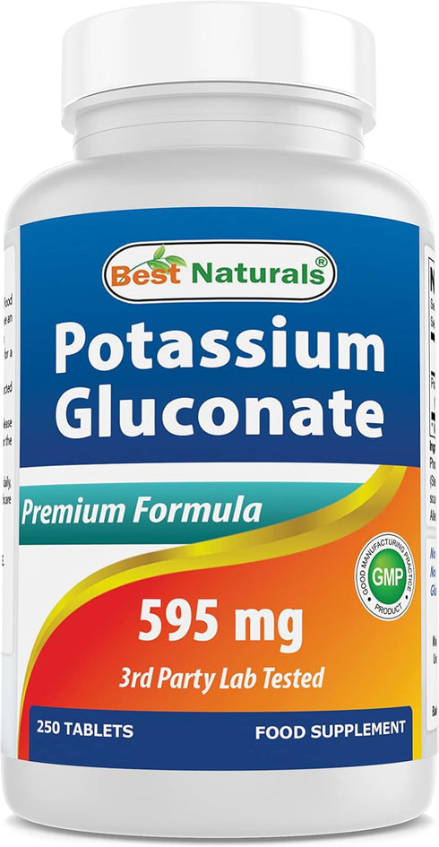 Best Naturals Potassium Gluconate Supplement 595 Mg Tablet, 250Count...