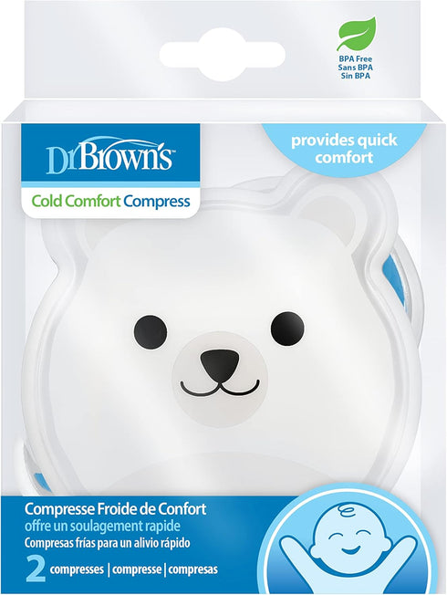 Dr. Brown's Cold Comfort Compress Baby Ice Pack, Freezable Reusable First Aid Pain Relief for Kids, Polar Bear and Whale, BPA Free – 2-Pack...