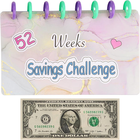 52 Week Saving Challenge Binder for Cash Saving, 52 Week Money Saving Money Envelopes for Cash Saving, Reusable Money Saving Binder Money Organize...