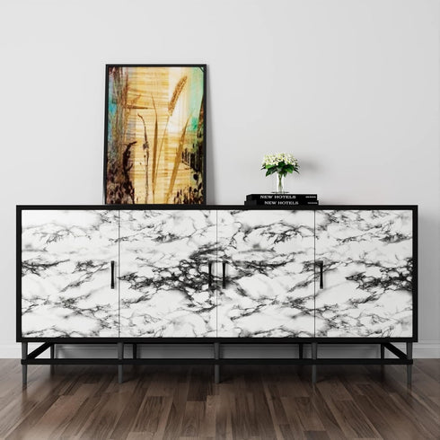 White Black Marble Wallpaper Peel and Stick 15.8'' x78.7'' Marble Contact Paper Countertop Peel and Stick Waterproof Self Adhesive Removable Wall ...