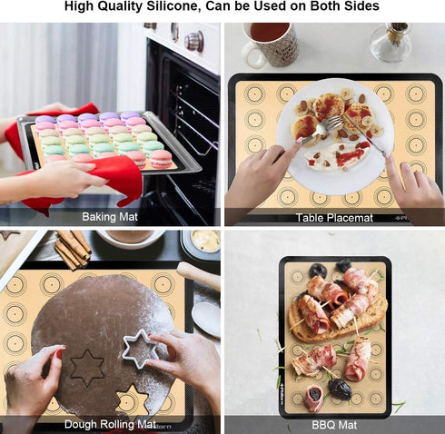 PHILORN Silicone Baking Mat Set, 16.5" x 11.42" Macaron Baking Mat, Non-Stick Baking Mat with Baking Tools, 2 Pack Food Safe Baking Silicone Mat, ...