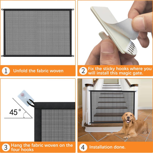 Dog Gate for Stairs Pet Gates for The House: Dogs Screen Mesh Gate for Doorways Stairways Indoor Safety 29 inches Tall, 38 inch Wide...