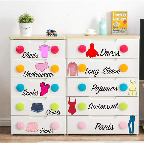 Dresser Clothing Decal Girl Dresser Labels for Bedroom Decor Drawer Organizing Stickers...