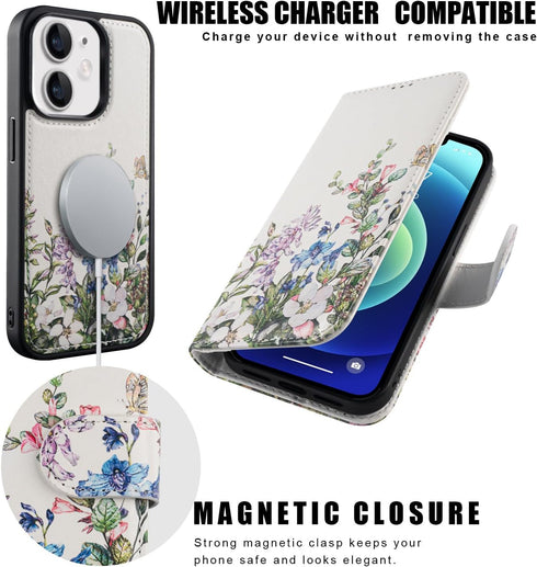 LUMARKE Designed for iPhone 12 Wallet Case, iPhone 12 Pro Case - Flip Folio Cover - 4 Card Slots Holder - Leather Magnetic Kickstand - Shockproof ...