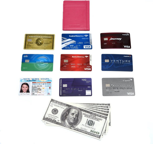 Unisex-Adult's Petite Credit Card Holder Leather Slim Minimalist Wallet, Rose, Classic...