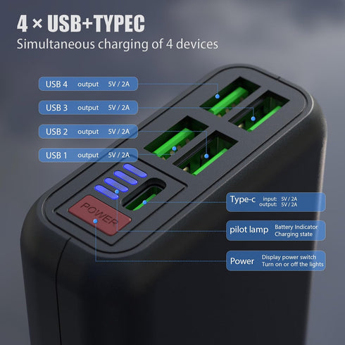 Portable Charger, Power Bank 30000mAh,LED lighting Battery Pack with USB C/USB A Output, Digital Display Portable Phone Charger for Smartphone, Sm...