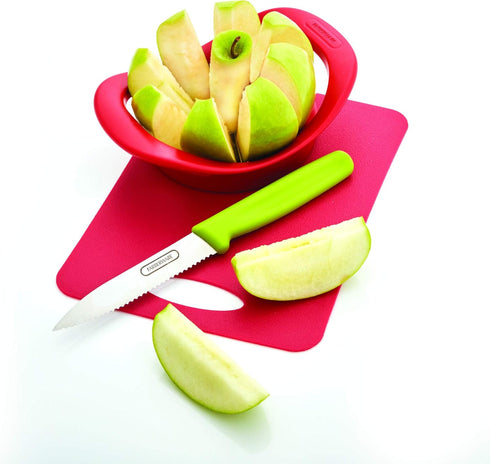 Farberware Healthy Eating Set (Apple Slicer, Paring Knife, Small Cutting Mat), 3-Piece, Red and Green...