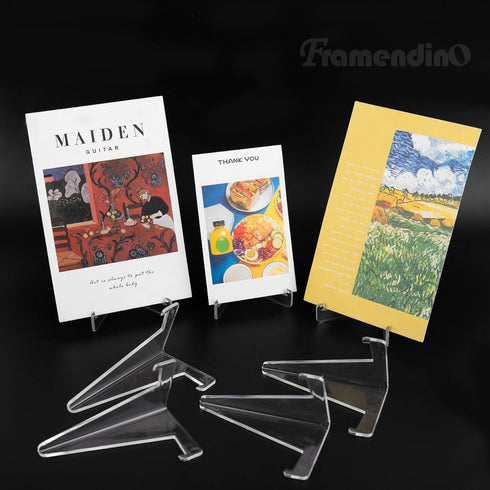 Framendino, 20 Pack Triangle Acrylic Easel Stands for Display Mini Picture Frame Plate Holders Photo Holder Picture Card Weddings Home Decoration ...