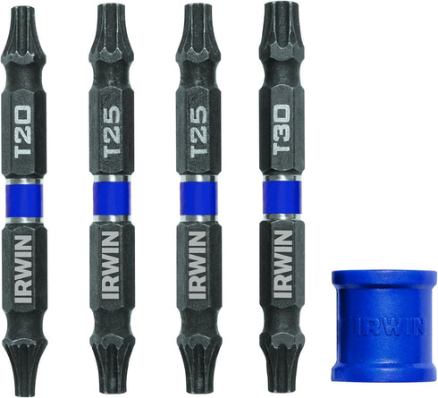 IRWIN Tools IMPACT Performance Series Double-Ended Screwdriver Power Bit, TORX, 2 3/8-inch length, 5-Piece Set with Magnetic Screw Hold Attachment...