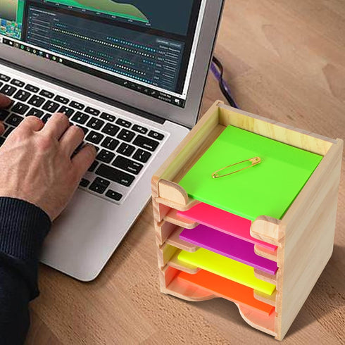 Sticky Note Holder Sticky Note Organizer 3”x3” Wood Sticky Notes Holder Desktop Non Sticky Notes Sticky Notepad Organizer for Office Home School D...