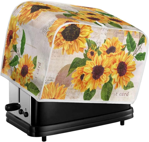 Vintage Sunflower Toaster Cover, 2 Slice Small Appliance Bread Maker Cover for Kitchen, Dustproof Toaster Oven Cover...