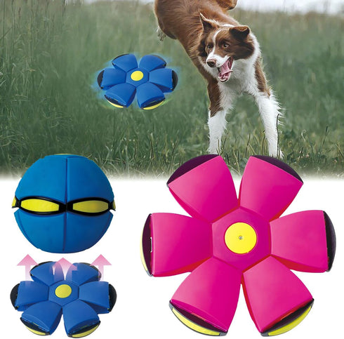 FlidRunest 2PCS Pet Toy Flying Saucer Ball, Flying Saucer Ball Dog Toy with 3 Light for Interactive Dog,Cats, Children's Foot Ball,Outdoor Games,C...