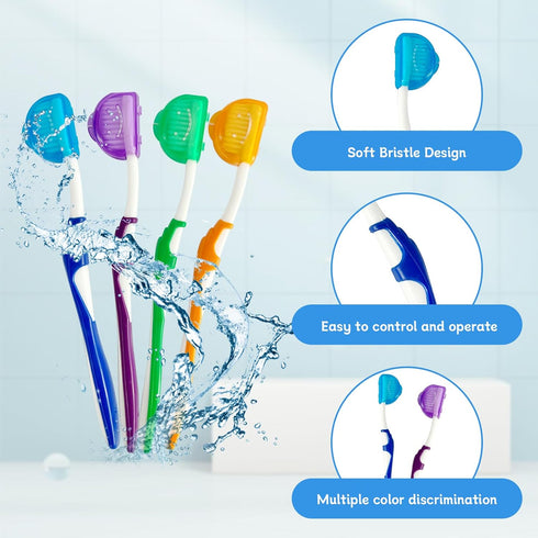 4-Pack Orthodontic Dental Care Kit – includes Soft Bristle Toothbrushes and Braces-Friendly Brush Flosser for Cleaner Interdental Brush Toothpick,...