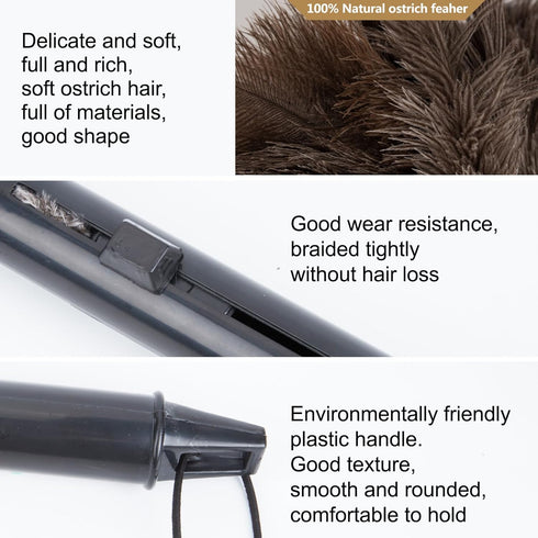 Aldwin Ostrich Feather Duster Retractable 2 Pack,16 inch Genuine Fluffy Natural Handheld Feather Dusters for Cleaning Supplies, Washable,Car, Offi...