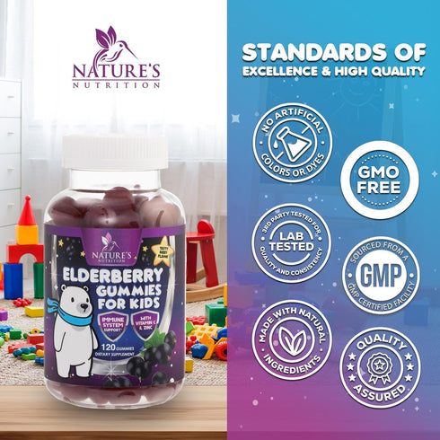 Children's Daily Immune Support Gummies with Real Elderberry + Vitamin C & Zinc to Support Kids Healthy Immune System, Natures Sambucus Elderberry...