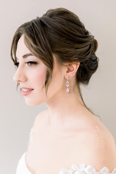 SWEETV Teardrop Wedding Bridal Earrings for Brides, Bridesmaids, Crystal Cubic Zirconia Dangle Drop Earrings for Women Prom Gifts...