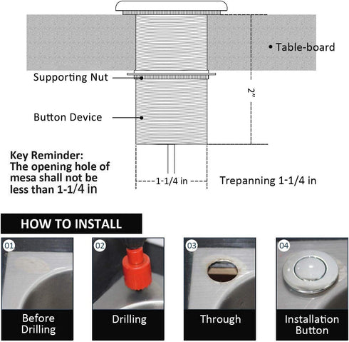 Garbage Disposal Air Switch Kit for SinkTop Waste Disposal with Stainless Steel Brushed Nickel Short Air Button by briidea...