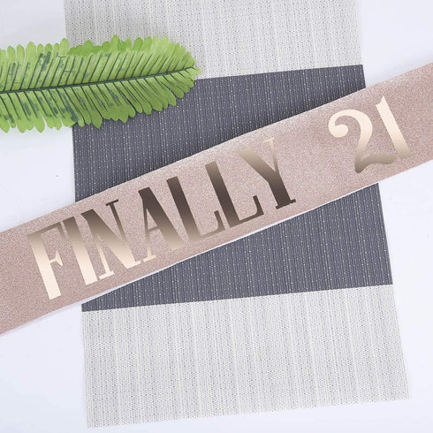 Finally 21 Rose Gold Sash and Crystal Tiara Set - 21st Birthday Party Decorations...