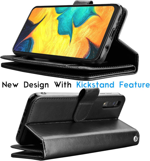 Galaxy A50 Case, Galaxy A30S / A50S / A50 Wallet Case, Luxury Cash Credit Card Slots Holder Carrying Folio Flip PU Leather Cover [Detachable Magne...