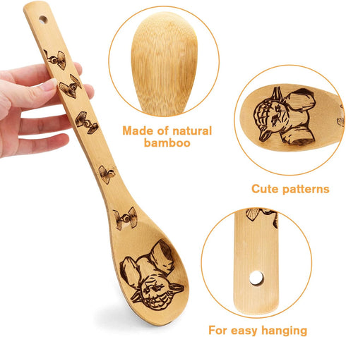 Star War Wooden Spoons Kitchen Cooking Utensils, Wooden Bamboo Utensil Set for Cooking, Heat Resistant for Non-Stick Cookware - Best Kitchen Gifts...