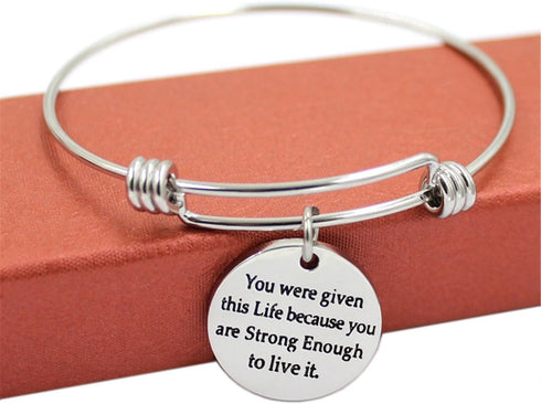 3PCS Stainless Steel Inspirational Charm Bracelets Jewelry Set Engraved Message Motivational Expendable Bangles for Women Girls...
