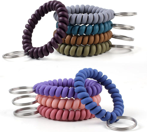 Oligei 9 Colors Wrist Keychain, Key Chain Wristlet Retractable Spiral Coil, Key Wristlet Wrist Strap Coil Key Chain, Spiral Key Ring Bracelet for ...