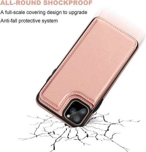 for iPhone 11 Pro Max Wallet Case with Card Holder,OT ONETOP PU Leather Kickstand Card Slots Case,Double Magnetic Clasp and Durable Shockproof Cov...