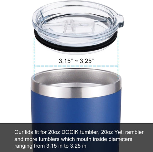 DOCIK Splash Proof Lids Covers for 20 Oz Yeti Rambler Ozark Trail Tumbler and More Travel Cup, Also Fit for Yeti 10 Oz Lowball, 2 Pack...