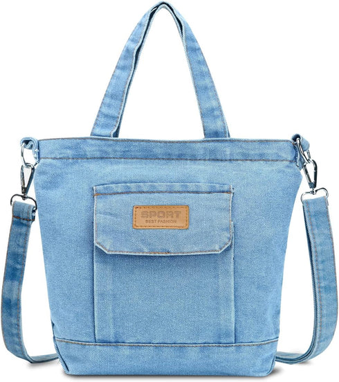 Small Denim Tote Bag for Women Hobo Shoulder Bag Casual Canvas Bag Crossbody Bag Large Capacity Purse Satchel...