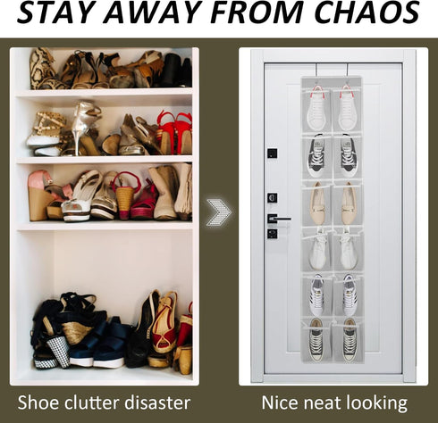 2PK Over the Door 12 Pocket Hanging Shoe Organizer...