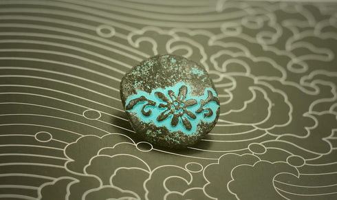 Bezelry 10 Pieces Hexagon Vine Flower Metal Shank Buttons. 20mm (3/4 inch) (Green Patina Varnished)...