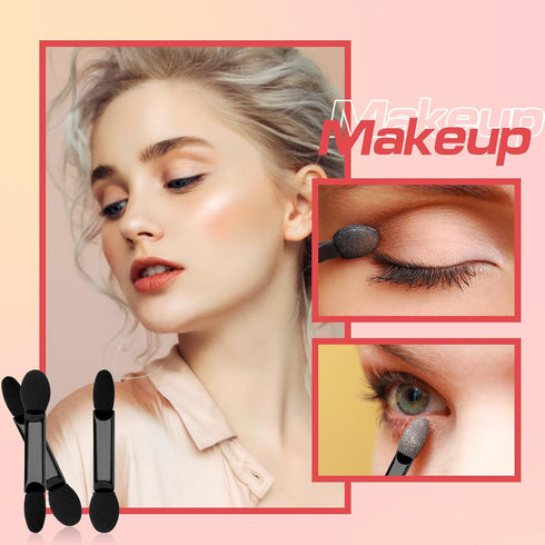50pcs Eyeshadow Applicators Dual Head, Black Eye Shadow Brushes, Sponge Eyeshadow Applicator Double Side, 2.16" Professional Disposable Eye Shadow...