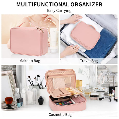 OCHEAL Makeup Bag, Potable Make up Bag Cute Makeup Organizer Bag for Toiletry Cosmetics Accessories with Divider and Brushes Compartments, Makeup ...