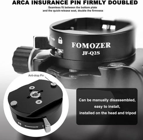 JF-Q2S Arca Type Camera Qucik Release Plate Kit, with Arca Swiss Peak Design Capture V3 Camera Clip?1/4" 3/8" Thread for Tripod Slider, Weighs 120...